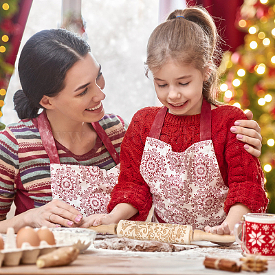 Деревянная скалка с цветочным принтом AJEW-WH0528-07-1