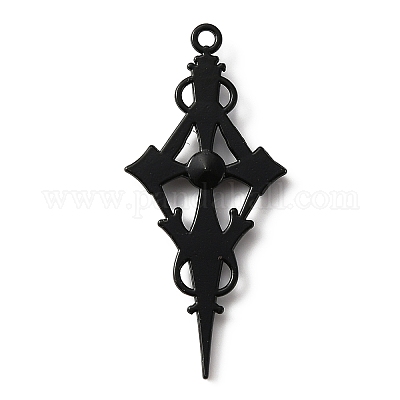 Крест-кулон со стразами и черной эмалью ENAM-WH0001-06EB-01-1