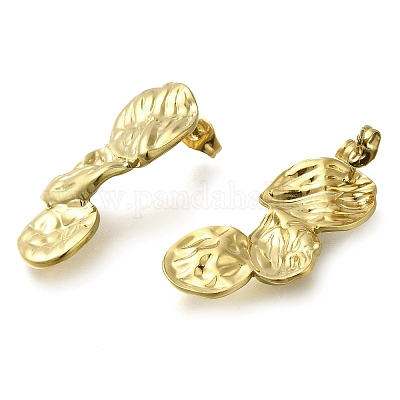 Ионное покрытие (ip) 304 нержавеющая сталь самородки серьги-гвоздики EJEW-I312-03G-1