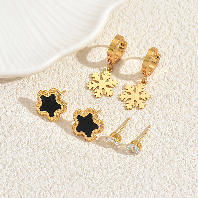 3 пара серег-гвоздиков и сережек-колец из нержавеющей стали TP3302-1