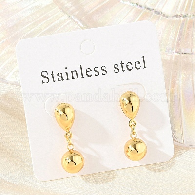 Круглые серьги-гвоздики из нержавеющей стали 304 EJEW-A125-53G-1