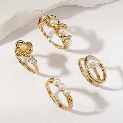 Старинные металлические перламутровые регулируемые манжеты для пальцев для женщин QG5501-8-1