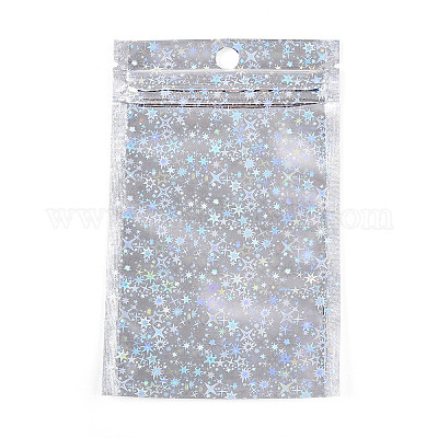Блестящая голографическая звезда пластиковая упаковка инь-ян пакеты с застежкой-молнией OPP-N002-02G-1