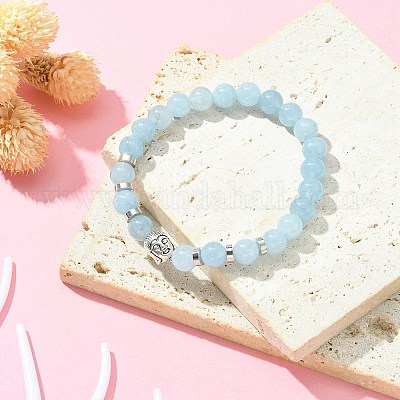 Кварцевые (окрашенные) браслеты из бисера с головой будды BJEW-JB01864-03-1