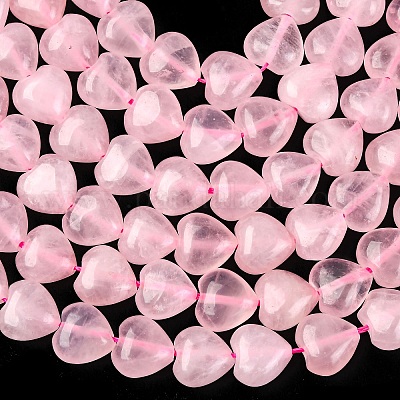 Сердце природного розовый кварц бисер пряди G-G632-01-1