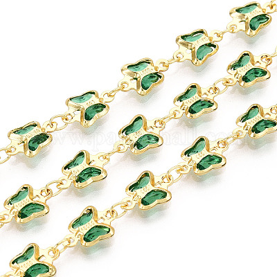 Латунные стеклянные цепочки-подвески в виде бабочек CHC-T018-11E-G-1