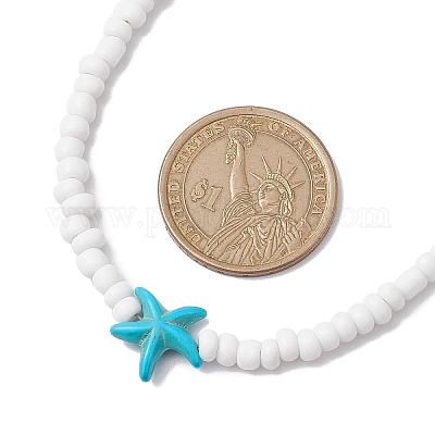 Синтетические бирюзовые ожерелья NJEW-JN04773-02-1