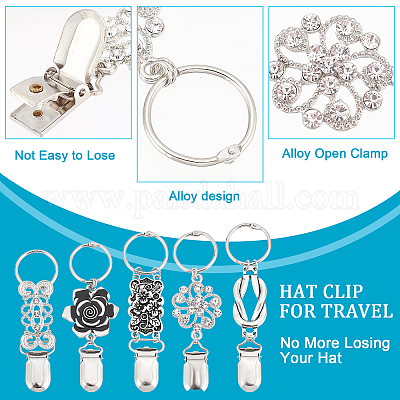 5 шт. 5 стиля железные ретро-зажимы для шляп FIND-PH0005-79-1