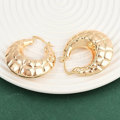 Латунные серьги обруча EJEW-H168-07G-1