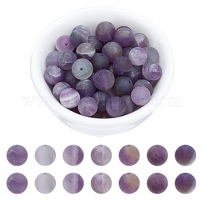 Матовое природный аметист круглый шарик нити G-AR0002-06-1
