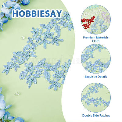6 пара аппликаций из двухцветного полиэстера с вышивкой и кружевом PATC-HY0001-24-1