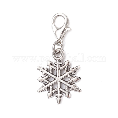 9 шт. подвесные украшения в виде рождественских снежинок из сплава HJEW-JM04451-1