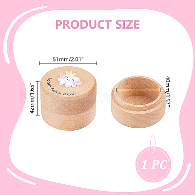 Круглые печатные деревянные футляры для хранения детских зубов с крышками CON-WH0113-12A-1