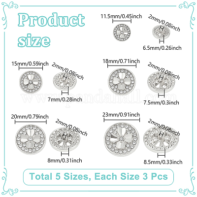 15 шт. 5 стиля пуговицы из сплава с тремя отверстиями на ножке BUTT-NB0002-10P-1