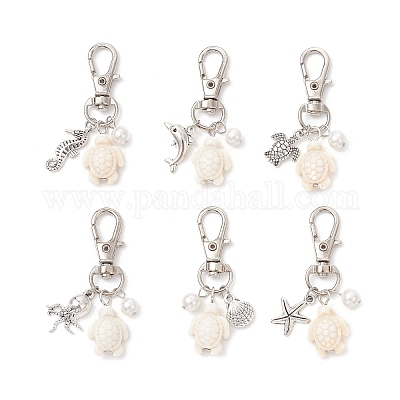 Подвеска в виде черепахи из синтетической бирюзы HJEW-JM03712-1