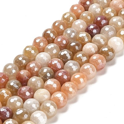 Гальванические нити круглых бусин из натурального золотого шелкового нефрита G-L598-A07-02-1