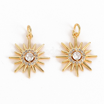 Кулоны солнечного затмения из латуни с прозрачным фианитом и прозрачным фианитом KK-S356-302-NF-1