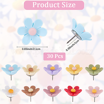 30 шт. кнопка-булавка из смолы в виде цветка FIND-CN0001-80-1