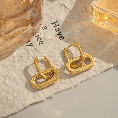 Серьги-кольца овальной формы из нержавеющей стали 304 LU1648-1