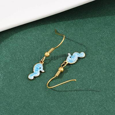 Серьги-подвески из нержавеющей стали 304 серии Ocean EJEW-K017-01B-G-1