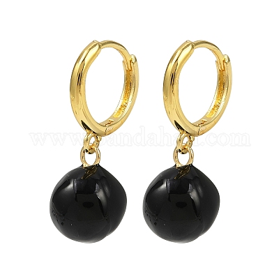 Круглые латунные эмалевые серьги-кольца EJEW-U059-05G-1