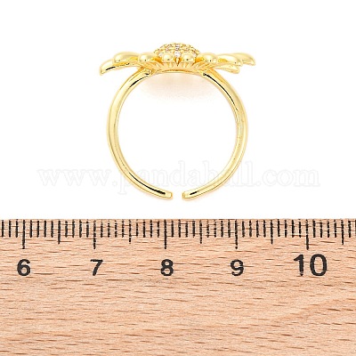 Латунные кольца-манжеты с микропаве и прозрачным цирконием для женщин RJEW-U047-28G-1