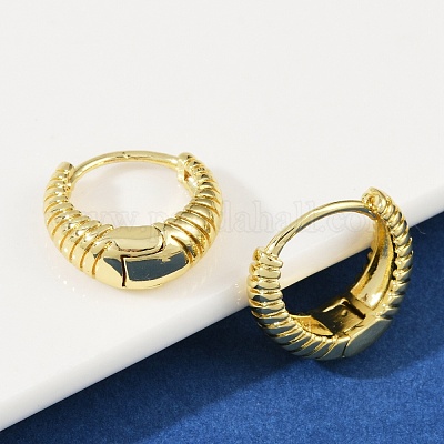 Фактурные серьги-кольца из латуни EJEW-L299-05G-1