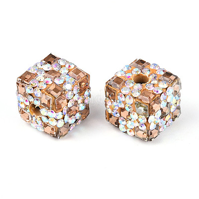 Бусины из полимерной глины со стразами и квадратным акрилом CLAY-T022-03E-1