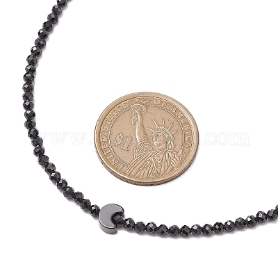 Ожерелья из граненых круглых бусин из натуральной черной шпинели диаметром 3 мм NJEW-JN05126-1