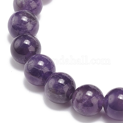 Круглые эластичные браслеты из бисера с натуральным аметистом BJEW-JB09021-1