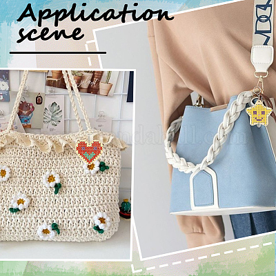 1 набор для начинающих с вышивкой деревянного брелока в виде сердца и звезды DIY-SC0030-07-1