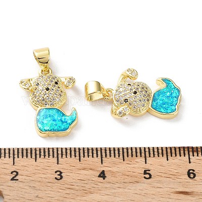 Подвески в виде щенка из латуни с микропаве и кубическим цирконием KK-C041-15G-1