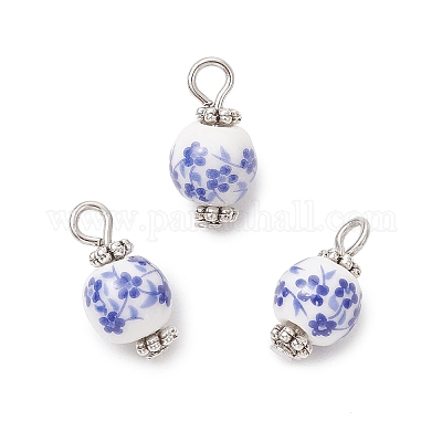 Подвески из фарфора и керамики с цветочным принтом ручной работы PALLOY-JF04143-01-1