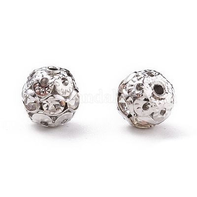 Латунные бусины со стразами  RB-A011-8mm-01P-1