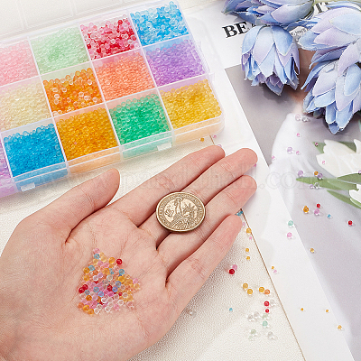 195 г двухцветных прозрачных матовых стеклянных бусин GLAA-OC0001-40-1