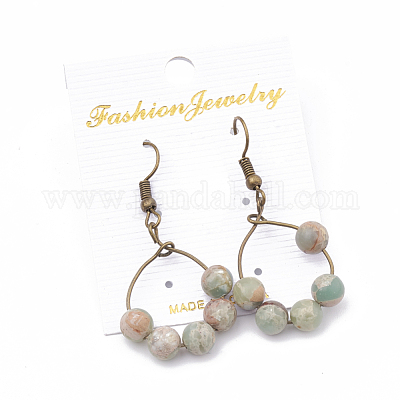 Серьги из натуральной аква-терра-яшмы EJEW-S202-011B-1