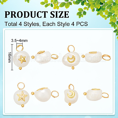 16 шт. 4 стиля натурального культивированного пресноводного жемчуга плоские круглые подвески PALLOY-UN00033-1