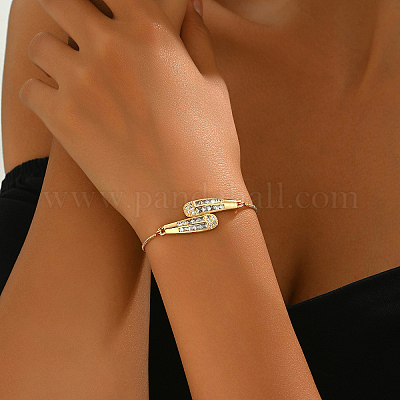 Браслеты-слайдеры с прозрачным кубическим цирконием из латуни с микропаве IW9217-1