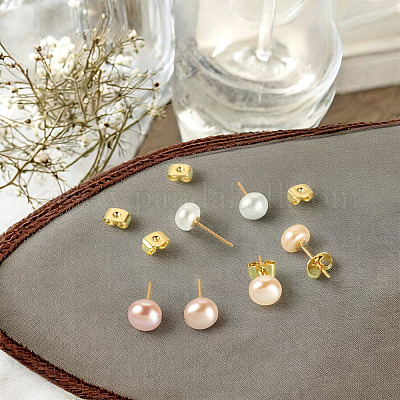 6 шт. серьги-гвоздики из натурального культивированного пресноводного жемчуга 3 цветов EJEW-TAC00026-1