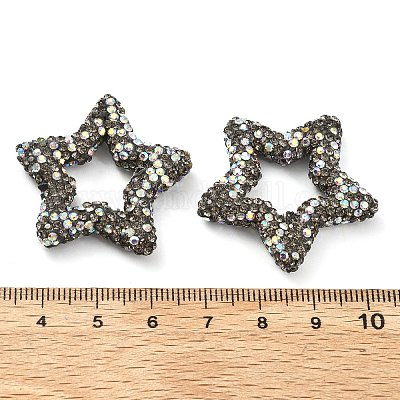 Звездообразные полимерные глиняные бусины со стразами CLAY-NH0001-06-1