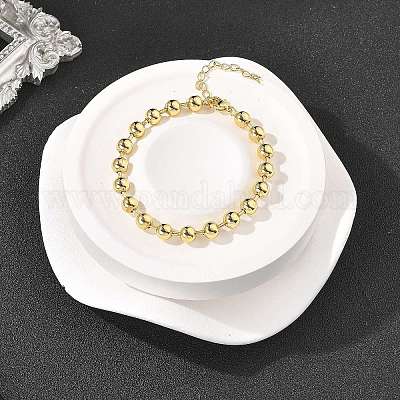 Браслеты из латуни с шариковой цепочкой для женщин X-BJEW-G676-01C-G-1