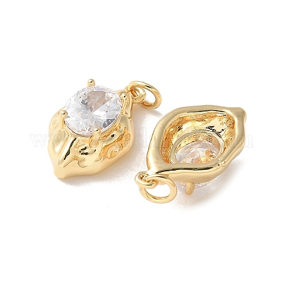 Латунные микропаве прозрачные подвески с фианитом KK-Q031-20G-1