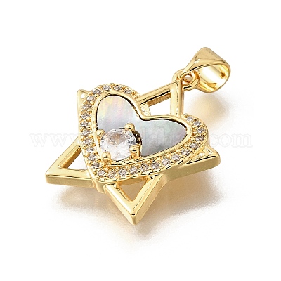 Подвески из латунной микро-паве из кубических цирконий в виде черных ракушек KK-D328-23G-1