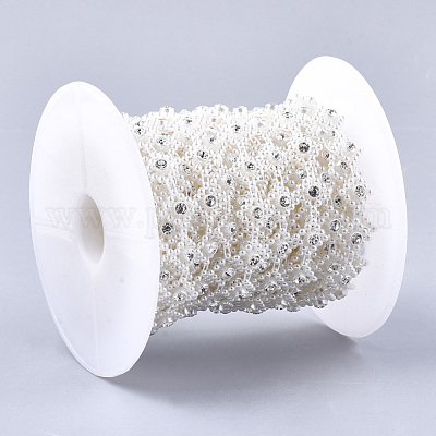 Абс пластика имитация жемчуга бисером отделка гирляндой AJEW-S073-04-1