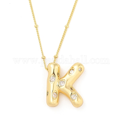 Ожерелья с подвесками из латуни с прозрачным кубическим цирконием NJEW-Z038-01G-K-1