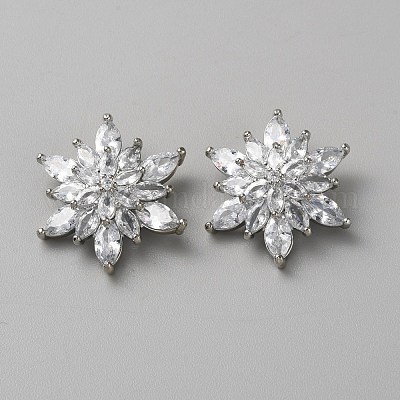 Латунь микро проложить кубические циркониевые кнопки BUTT-WH0031-20P-1