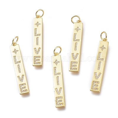 Латунные микропаве прозрачные подвески с фианитом ZIRC-I048-10G-1