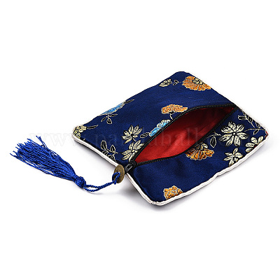 Китайская парча кисточка молния ювелирные изделия сумка подарочный мешочек ABAG-F005-08-1