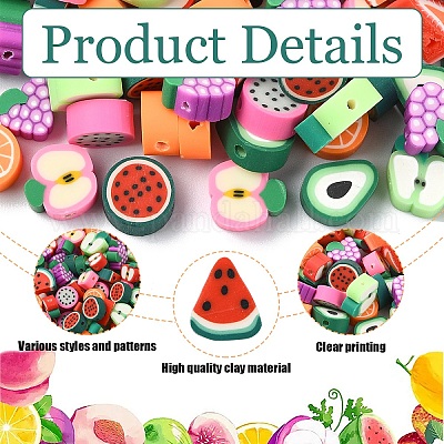 100шт 10 стиля ручной работы бусины из полимерной глины CLAY-YW0002-04-1