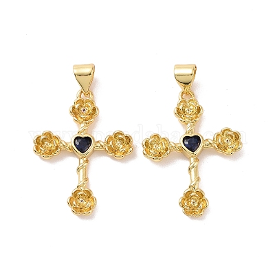 Крест с цветком KK-G435-06G-03-1